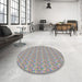 Round Machine Washable Transitional Viola Purple Rug in a Office, wshpat3898