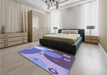 Patterned Slate Blue Rug in a Bedroom, pat3899blu