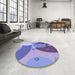 Round Patterned Slate Blue Rug in a Office, pat3899blu