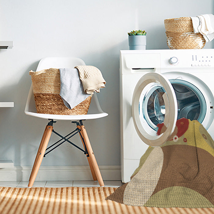 Machine Washable Transitional Yellow Rug in a Washing Machine, wshpat3899brn