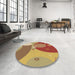 Round Patterned Yellow Rug in a Office, pat3899brn
