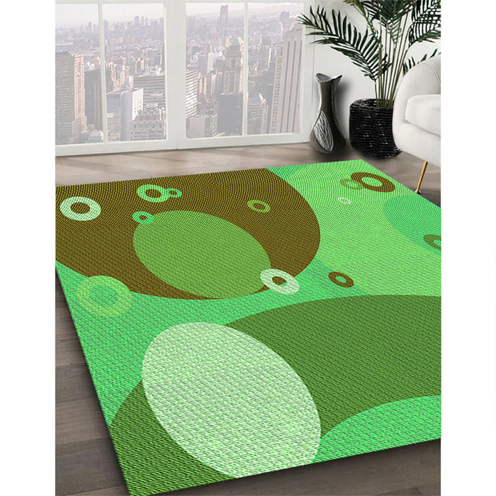 Patterned Neon Green Rug in Family Room, pat3899grn