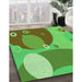 Patterned Neon Green Rug in Family Room, pat3899grn