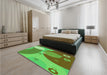Patterned Neon Green Rug in a Bedroom, pat3899grn