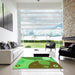 Square Patterned Neon Green Rug in a Living Room, pat3899grn