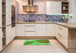 Patterned Neon Green Rug in a Kitchen, pat3899grn