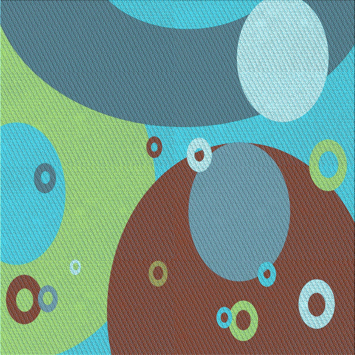 Round Patterned Turquoise Green Rug, pat3899lblu