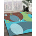 Machine Washable Transitional Turquoise Green Rug in a Family Room, wshpat3899lblu