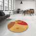 Round Patterned Scarlet Red Rug in a Office, pat3899org