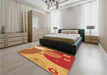 Patterned Scarlet Red Rug in a Bedroom, pat3899org
