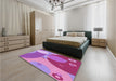 Patterned Violet Purple Rug in a Bedroom, pat3899pur