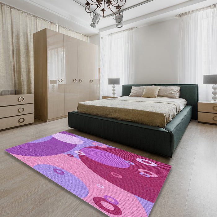Patterned Violet Purple Rug in a Bedroom, pat3899pur