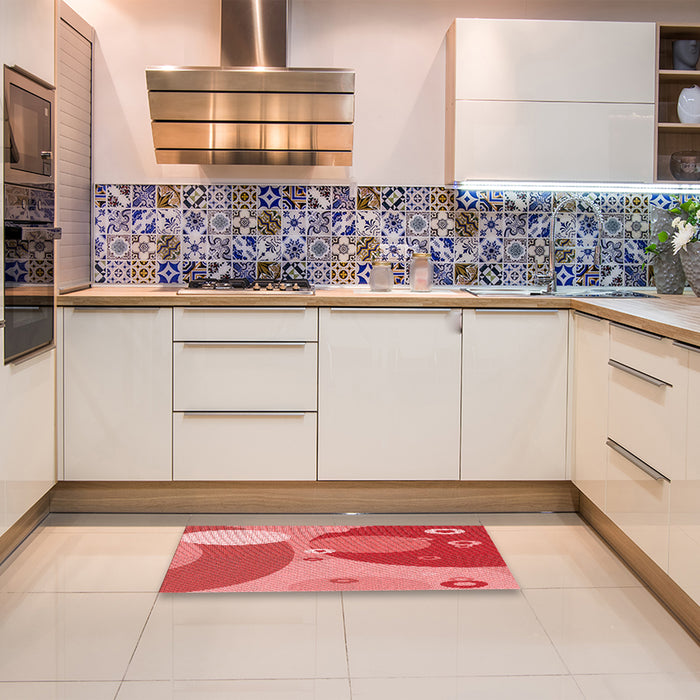 Patterned Red Rug in a Kitchen, pat3899rd