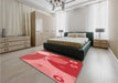Patterned Red Rug in a Bedroom, pat3899rd