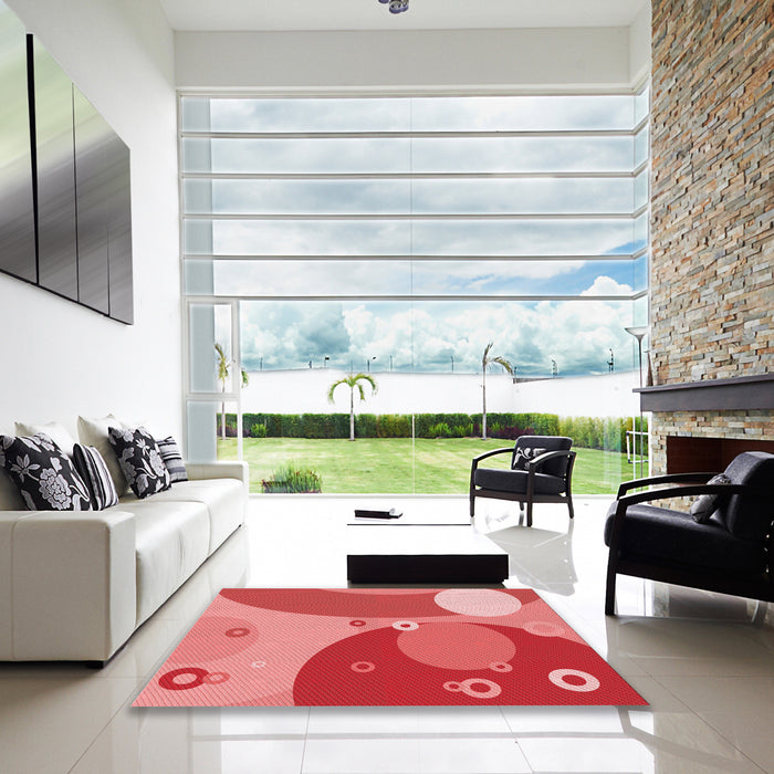 Square Patterned Red Rug in a Living Room, pat3899rd