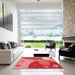 Square Patterned Red Rug in a Living Room, pat3899rd