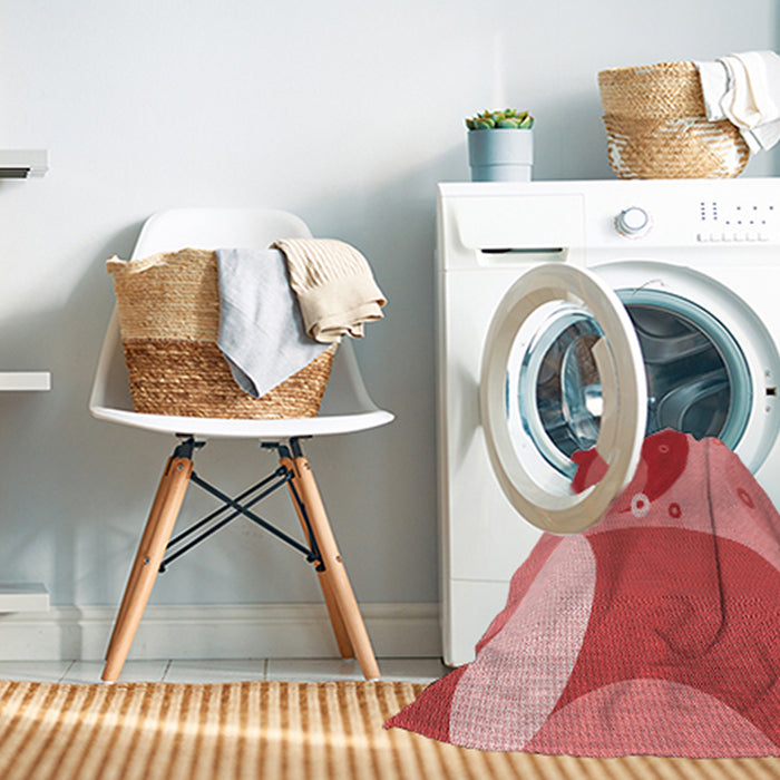 Machine Washable Transitional Red Rug in a Washing Machine, wshpat3899rd