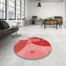 Round Patterned Red Rug in a Office, pat3899rd