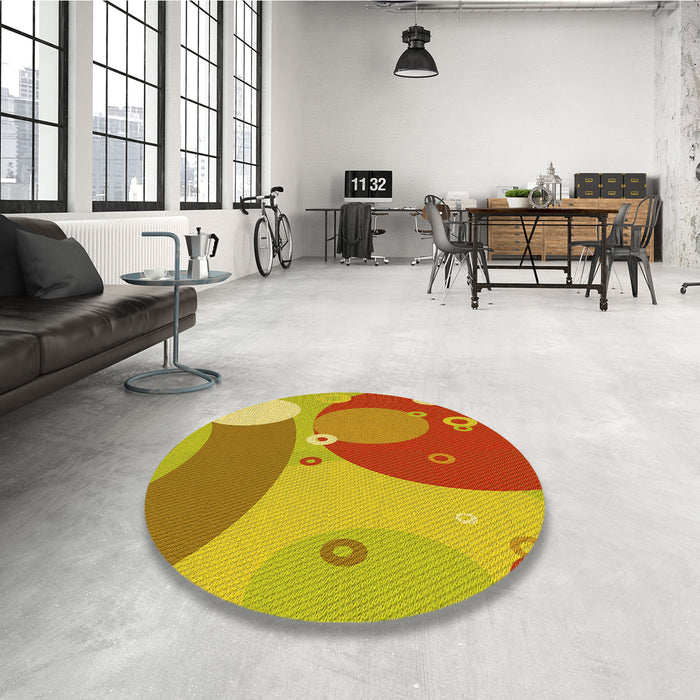 Round Patterned Orange Red Orange Rug in a Office, pat3899yw