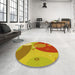 Round Patterned Orange Red Orange Rug in a Office, pat3899yw