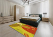 Patterned Orange Red Orange Rug in a Bedroom, pat3899yw