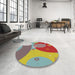 Round Machine Washable Transitional Fire Brick Red Rug in a Office, wshpat3899