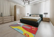 Machine Washable Transitional Fire Brick Red Rug in a Bedroom, wshpat3899