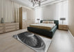 Patterned Charcoal Black Novelty Rug in a Bedroom, pat389