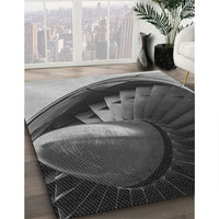 Patterned Charcoal Black Novelty Rug, pat389