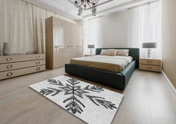 Patterned Off-White Novelty Rug in a Bedroom, pat38