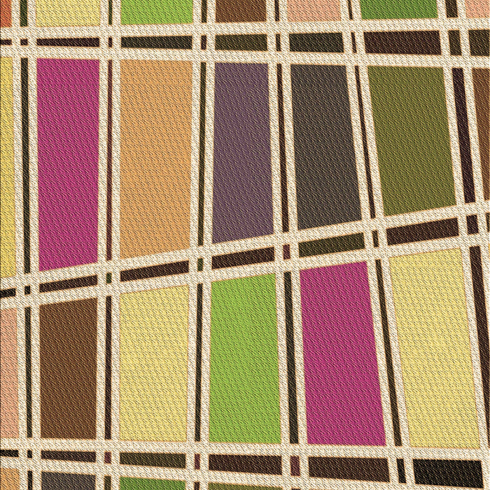 Square Patterned Ginger Brown Green Rug in a Living Room, pat39brn