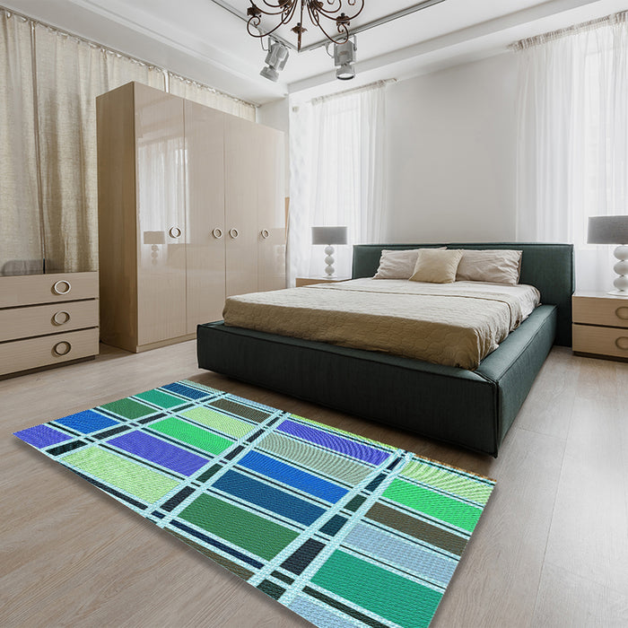 Machine Washable Transitional Aquamarine Green Rug in a Family Room, wshpat39lblu