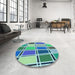 Patterned Aquamarine Green Rug in a Kitchen, pat39lblu