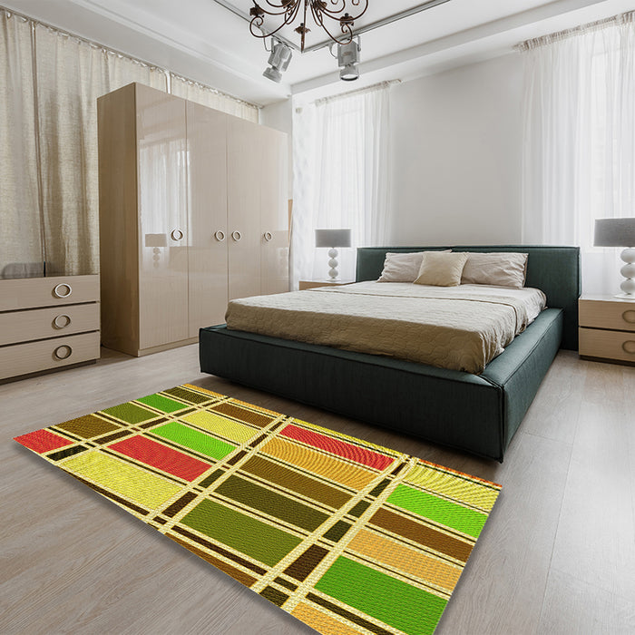 Patterned Dark Bisque Brown Rug in a Bedroom, pat39yw