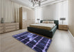 Patterned Medium Slate Blue Rug in a Bedroom, pat390blu