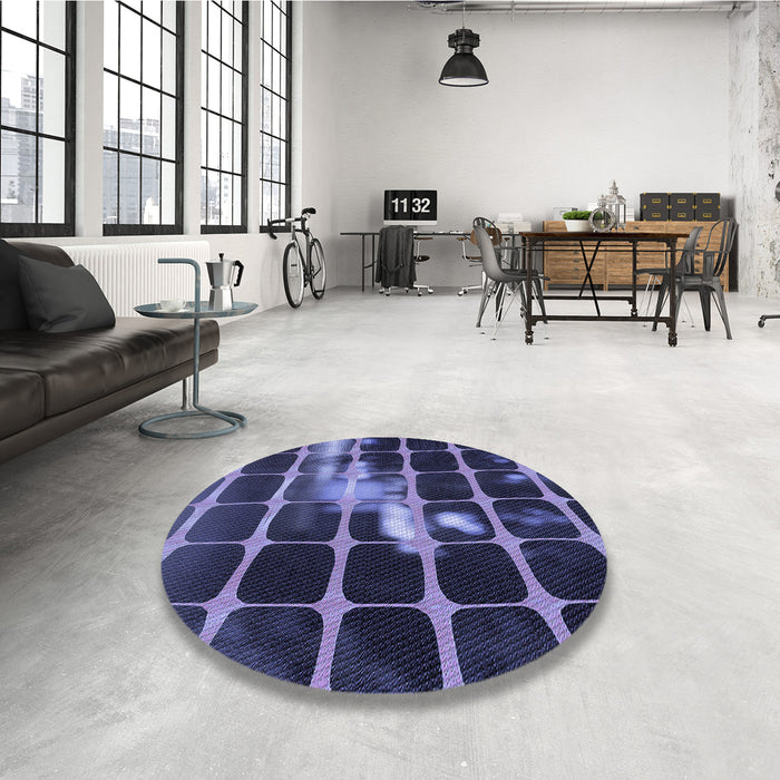 Round Patterned Medium Slate Blue Rug in a Office, pat390blu