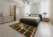 Patterned Midnight Gray Rug in a Bedroom, pat390brn