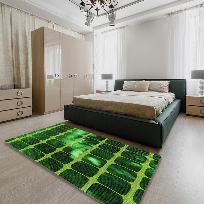 Patterned Deep Emerald Green Rug in a Bedroom, pat390grn