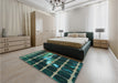 Patterned Mint Green Rug in a Bedroom, pat390lblu