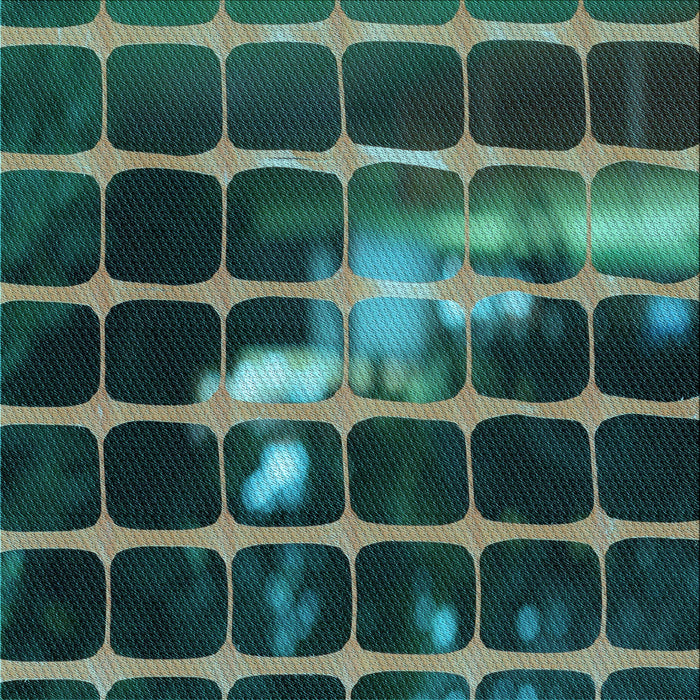 Round Patterned Mint Green Rug, pat390lblu