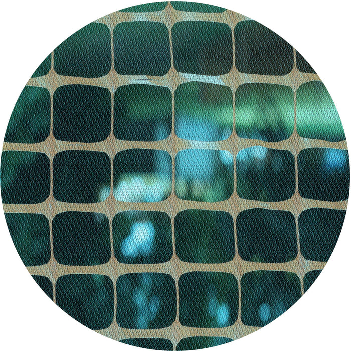 Square Patterned Mint Green Rug, pat390lblu