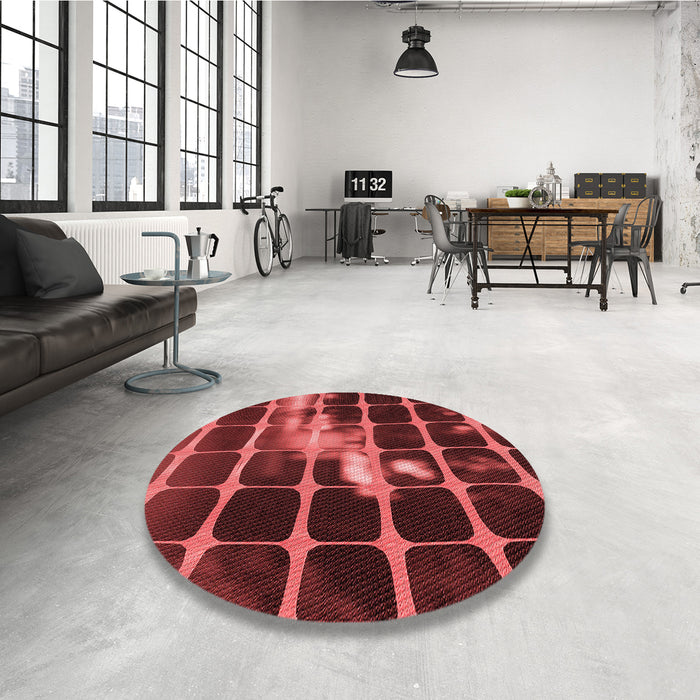 Round Patterned Red Rug in a Office, pat390rd
