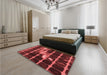 Patterned Red Rug in a Bedroom, pat390rd