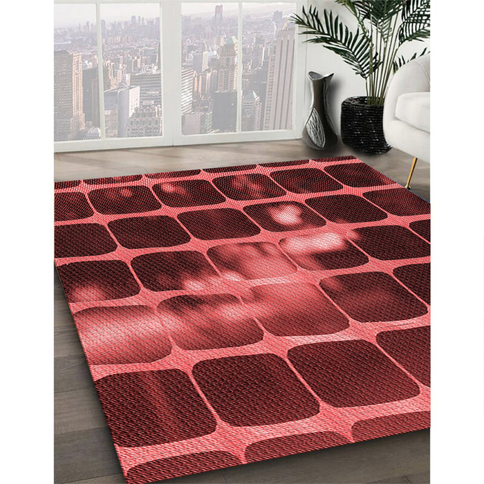 Patterned Red Rug in Family Room, pat390rd