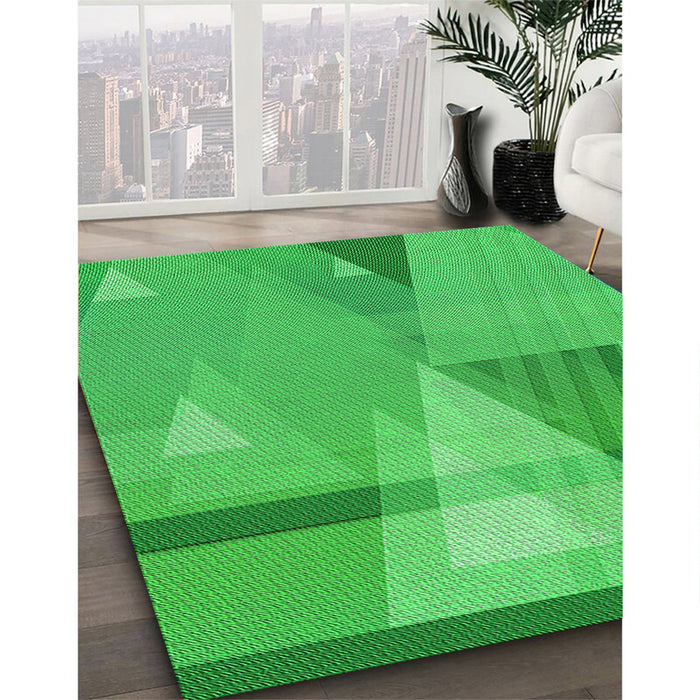 Machine Washable Transitional Neon Green Rug in a Family Room, wshpat3900grn