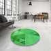 Round Patterned Neon Green Rug in a Office, pat3900grn