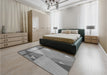 Patterned Dark Gray Rug in a Bedroom, pat3900gry