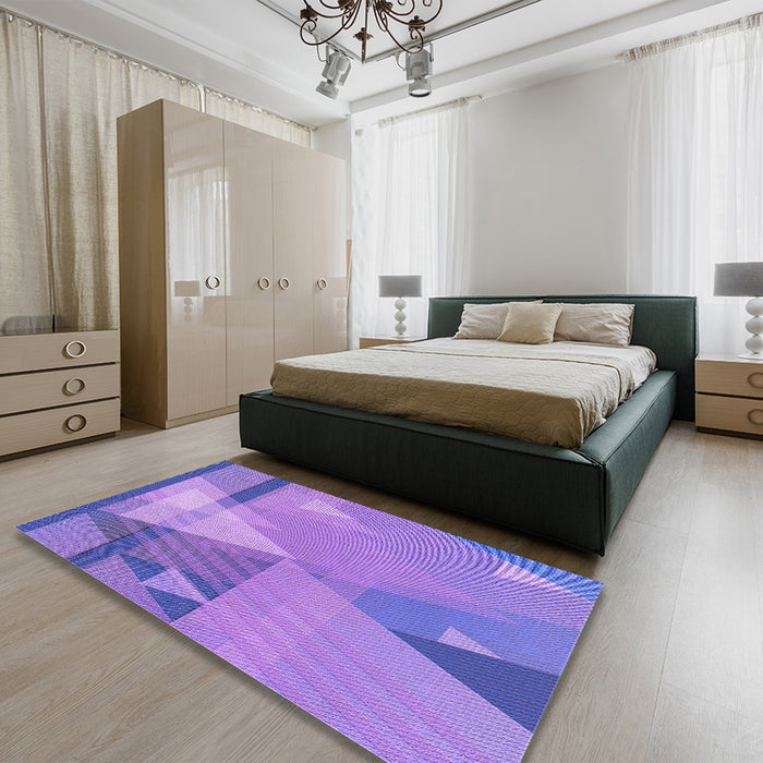 Patterned Purple Rug in a Bedroom, pat3900pur