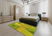 Patterned Dark Yellow Green Rug in a Bedroom, pat3900yw