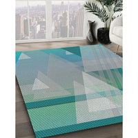 Patterned Tiffany Blue Novelty Rug, pat3900